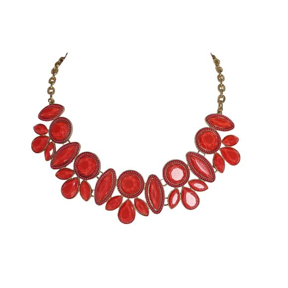 Francesca`s Collection Coral Gold Bib Necklace w/ Lobster Clasp - Picture 8 of 9